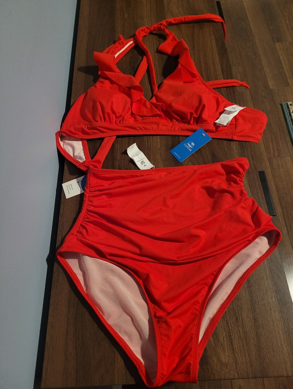 Red Two-Piece High-Waist Bikini Set